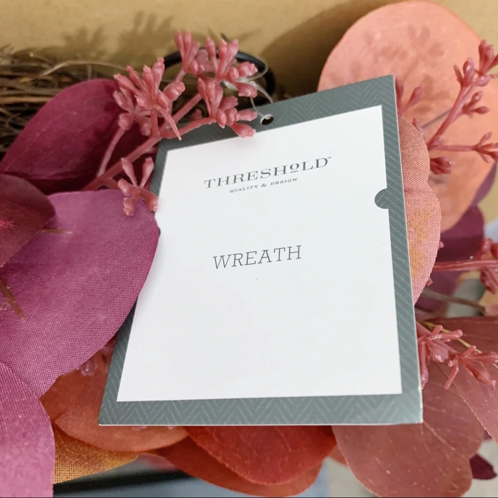 Threshold Burgundy Faux Floral Dried Leaves Wreath - Home Decor - Fall